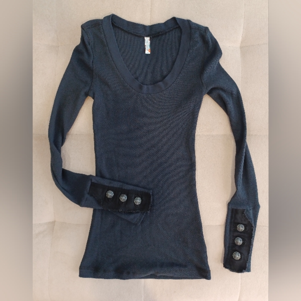 NWOT Free People motor cuff thermal Shirt Top S